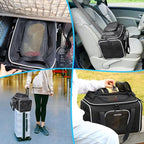 Petskd Top-Expandable Small Pet Carrier 18"x13"x9.5" Airline Approved | for Southwest Airlines, Lockable Safety Zippers and Anti-Scratch Mesh, Soft-Sided, Pets Under 10 Lbs, Black