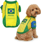 Parisian Pet Team Brazil Dog Jersey - Breathable Mesh Puppy Football Jersey - Lightweight Stretch Sporty Dog Clothes - Summer Shirts for Large Dogs - Soccer Jersey for Dogs - Sportswear Pet Clothes