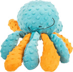 goDog Crazy Tugs Octopus Squeaky Plush Tug Dog Toy with Chew Guard Technology, Durable Fabric & Squeaker for Active Play, Multi Color, Large
