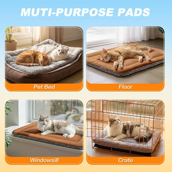Cooling Mat for Cats, Reversible Self Warming Cat Bed, Dark Brown, 24x36 In | Cool-Touch Ice Silk Side, Plush Fleece Warm Side, Heat-Reflective Foil for Indoor Cats, Kittens, Small Dogs and Crates