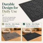 Yimobra Cat Litter Mat, Easy Clean Trapping PVC Mat with Waterproof Backing and Non Slip Bottom, Scatter Control Pad for Litter Box, 24"x20", Black