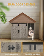 Hzuaneri Cat Litter Box Enclosure, Hidden Litter Box Cabinet Furniture | Indoor Cat House with Bell, Farmhouse Style, 31.5 x 19.7 x 20.9 Inches, for Hallway, Bedroom, Light Ivory and Brown CB82405X
