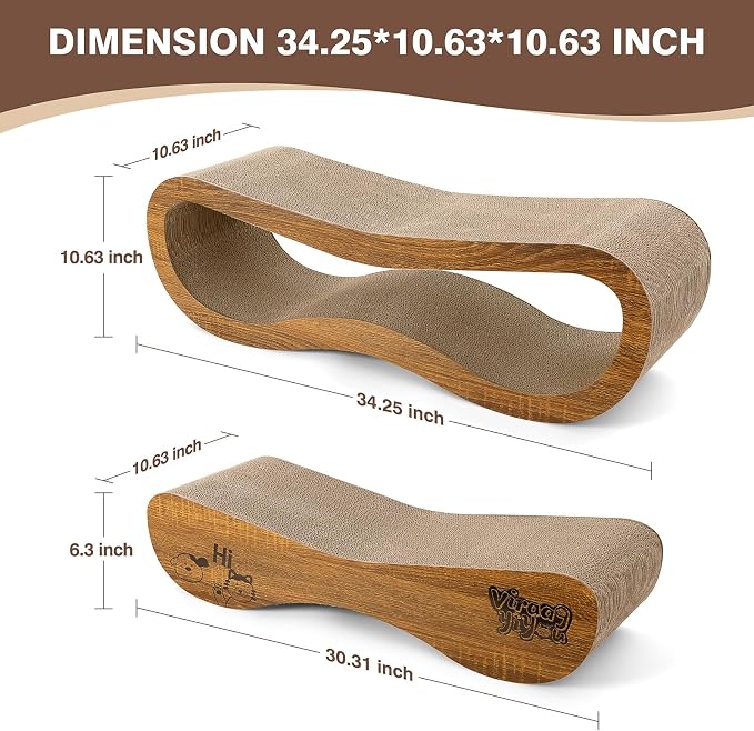 Cat Scratcher, 2 in 1 Cardboard Cat Scratchers for Indoor Cats Scratch Pad | Pet Cat Supplies for Scraching & Napping & Hiding, as Scratching Post Couch Lounger Bed Furniture Protector, XLarge 34.2 Inch