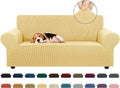 Stretch Loveseat Couch Cover, 2 Cushion Couch Slipcover,Champagne | 1-Piece Washable Sofa Cover Pet Friendly (55"-78") Furniture Protector Soft Jacquard, Elastic Bottom for Dogs & Kids