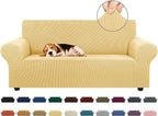 Stretch Loveseat Couch Cover, 2 Cushion Couch Slipcover,Champagne | 1-Piece Washable Sofa Cover Pet Friendly (55"-78") Furniture Protector Soft Jacquard, Elastic Bottom for Dogs & Kids