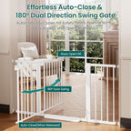 Cumbor 30-54" Extra Wide Baby Gate for Stairs, Auto Close Dog Gate White | Dual Lock Pet Gate Indoor, Easy Install Safety Gate for Doorways, Hallway & Kitchen, Easy Walk Thru Proofing for Babies & Pet