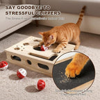 2026 New Model Cat Nail File Enrichment Box Cat Nail File Box with Sandpaper Stress-Free Alternative to Trimming Nails, Cat Toys Interactive for Indoor Cats Nail Scratcher（Natural Wood）