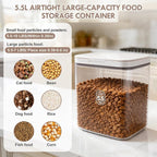 LEAWALK 5-7Lbs/5.81Qt/5.5L Airtight Dog Cat Food Storage Container and Pet Storage Bin BPA-Free. PET Clear Stackable Dog Treat Containers for Pet Food/Rice/Dry/Cereals/Flour/Sugar/Bread