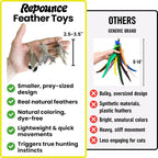Cat Feather Toy Refill 3-Pack - Natural Feather Cat Toy - Small Size Cat Wand Attachments - Official Cat Toy Feather Replacement for Forever Stick Cat Wand Toy - Cat Wand Refill - Cat Lure and Teaser