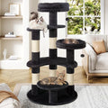Allewie 55.5 in Cat Tree for Indoor Kitties/Soft Plush Perches/Multi-Level Cat Tower/Sisal Scratching Posts/Crescent Plates/Round Jumping Board/Hanging Ball/Pet Activity Center/Dark Grey
