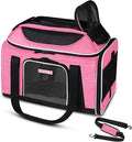 Petskd Top-Expandable Small Pet Carrier 18"x13"x9.5" Airline Approved | for Southwest Airlines, Lockable Safety Zippers and Anti-Scratch Mesh, Soft-Sided, Pets Under 10 Lbs, Pink