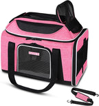Petskd Top-Expandable Small Pet Carrier 18"x13"x9.5" Airline Approved | for Southwest Airlines, Lockable Safety Zippers and Anti-Scratch Mesh, Soft-Sided, Pets Under 10 Lbs, Pink