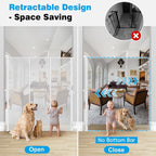 Reinforced 65" Extra Tall Baby Gate for Doorway, Jump-Resistant & Prevent Crawling Underneath Retractable Dog Gates Extra Tall, 0-55" W Retractable Pet Gate for Pet, Dogs, Cats, Puppies, Babies, White