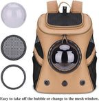 LOLLIMEOW Large Pet Carrier Backpack, Bubble Backpack Carrier for Fat Cats and Puppies,Airline-Approved(Khaki)