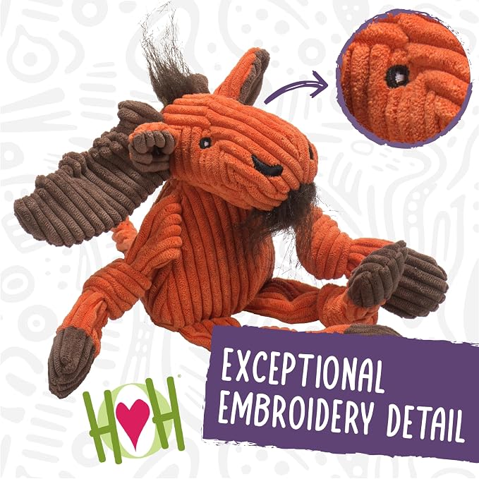 HuggleHounds Knottie Plush Dog Toy - Dog Stuffed Animal Toy, Puppy Toys, Squeaky Dog Toy for Small, Medium & Large Dogs, Durable Plush to Keep Them Busy - Manny Moose, Large