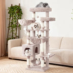 Gitelsnour Cat Tree, 63'' Cat Tower for Large Cats, Big Hammock GCT020MU | Cat Condo, Cat Scratching Posts for Indoor Adult Cats, 4 Platforms（ 2 Big 2 Small）, 2 Baskets, Sisal Rope, 4 Toys, Mushroom