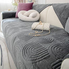 Soft Plush Geometric Quilted Couch Sofa Cover Boho Non Slip Fuzzy Sectional Couch Cover Solid Color Washable Sofa Slipcover Furniture Protector for Kids Dogs Cats (Dark Grey,36"x94")