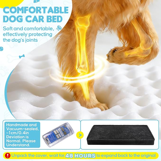 Loiion Dog Car Bed, Non-Slip Backseat Extender Pet Mat 56"x28.7" | Removable, Washable Dog Bed With Waterproof Liner Protects Car Seats, Anti-Slip Travel Bed For Dogs