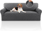Jacquard Couch Covers for 3 Cushion Couch 1 Piece Stretch Sofa Covers Furniture Protector Anti-Slip Soft Thickened Dogs Slipcovers Washable Diamond Pattern(Sofa, Grey)