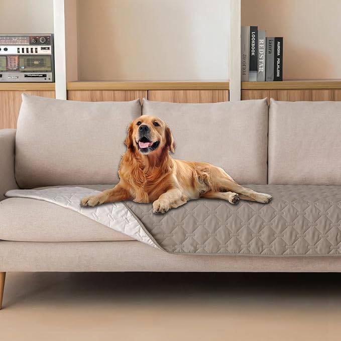 gogobunny 100% Double Sided Waterproof Dog Blanket Soft Pet Bed Cover Reversible Protect Furniture Couch Sofa Car for Puppy Cat Kids (Dark Stone/Light Stone, 30x80 Inch (Pack of 1))