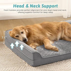 COZY KISS Orthopedic Dog Bed for Extra Large Dog 44x32 inch, XL Pet Sofa, Bolster Foam Bed with Sides, Non-Slip and Egg-Crate Big Dog Couch Bed with Washable Removable Cover, Grey
