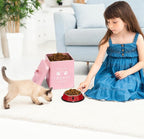 Meraki Home Farmhouse Cat Food and Treats Containers + Feed Scoop + Pet Food Bowl - Tight Lids - Large Metal Storage Bin - Great Gift for Cute Pets (Matte Pink)