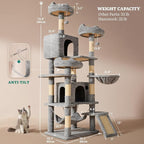 YITAHOME 75-Inch Tall Multi-Level Cat Tree Indoor | Cat Tree Tower with Condos, Top Perches, Sisal Ramp, Scratching Posts & Cozy Basket Hammocks