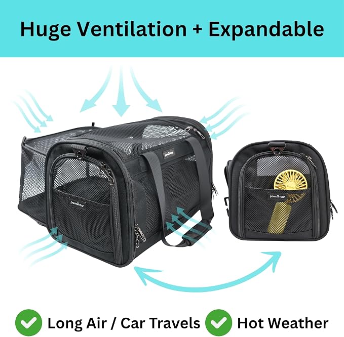 Airline Approved & Crash-Tested Expanable Cat Carrier | 2-in-1 Crash-Tested Small Dog Car Seat & Portable Pet Carrier | CPS Certified for Crash Protection & Safe Pet Travel