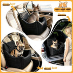 Topmart Dog Car Seat for Small Medium Dogs Under 35lbs, Cozy Pet Seat | Foam Safety Dog Booster Seat for Back Seat, Pet Bed for Car with Safety Tether, Storage Pockets, Machine Washable Cover Black
