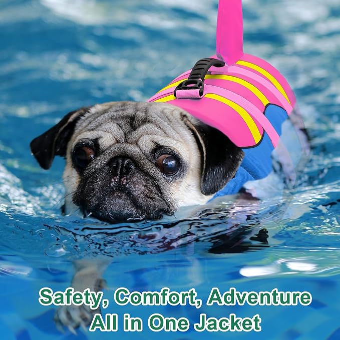 Fragralley Shark Fin Dog Life Jacket High Buoyancy, Adjustable Dog Life Vest with Quick Release Buckles & Rescue Handle for Swimming Boating, Small Medium Large Dogs