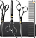 Dog Grooming Scissors Kit with Safety Round Tips, GLADOG Professional 5 in 1 Grooming Scissors for Dog