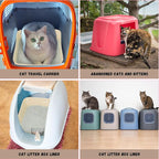 Bokon 25 Count Disposable Litter Box for Cat, Large Disposable Litter Tray for Travel Home Durable Portable Plastic Kitty Litters Boxes Leak-Resistant Easy-Grip Rim, 15.7 x 11.8 x 3 Inches(Beige)