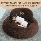 PetJett Calming Dog Bed for Small Dogs – 23" Donut Dog Beds, Anti-Slip & Washable Fluffy Plush Faux Fur Pet Bed, Anti-Anxiety Premium Comfort Round Puppy Bed, Fits Dogs up to 25 lbs – Brown