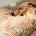 BFPETHOME Dog Beds for Large Dogs, Plush Dog Crate Bed Fluffy Cozy Kennel Pad for Sleeping &Ease Anxiety, Washable Pet Mats with Anti-Slip Bottom for Large Dogs, Brown
