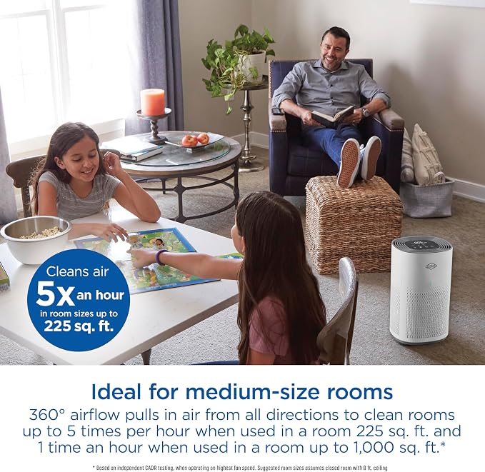 Clorox Medium Room Air Purifiers for Bedroom Home, True HEPA Filter