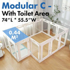 2 Room Acrylic Dog Playpen Indoor, Height 30", 14 Panels, Ideal for Small & Toy Dogs, White
