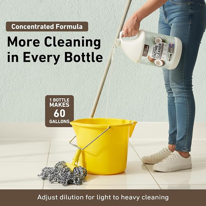 Creative Scents Multipurpose Enzyme Cleaner & Odor Remover | Super Concentrated for Floor, Carpet, Drain | Pet Urine Odor Eliminator | Enzyme Cleaner for Cat Urine & Dog Poop | 1 Gallon - Coconut