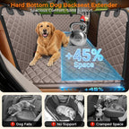 URPOWER XL Hard Bottom Dog Seat Cover for Full-Size Crew Cab Trucks | 400 lbs Support, 45% More Space, Waterproof, Mesh Window, Scratch Resistant, Non-Slip, Easy Care, Dog Seat Belt Included