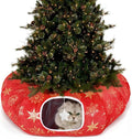 Cat Tunnel Bed for Indoor Cats, L Christmas Tree Skirts Washable Warm Soft Indoor Cat Donut Tunnel, Multifunctional Cat Interactive Playground Toys for Felines Pet Christmas Tree Decoration