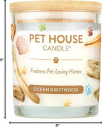 Pet House Candles, Clean Long-Burning, Scented Pet Friendly Candles, Plant-Based, 60 Hour Burn Time - Ocean Driftwood, 9 oz
