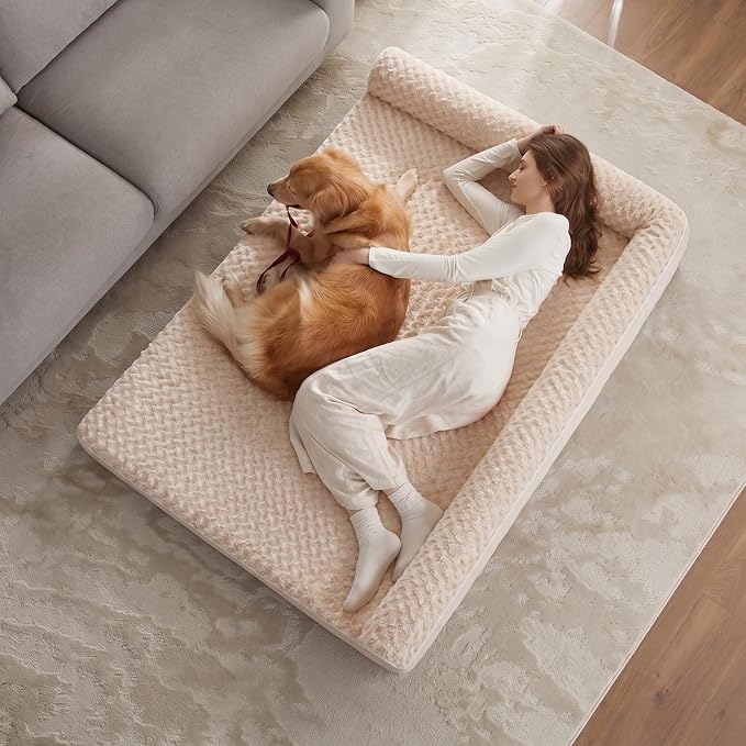 BFPETHOME Orthopedic XXL Dog Beds Large Sized Dog, Washable Dog Sofa Bed | Removable Cover, Waterproof Lining, Non-Slip Bottom, Large Pet Couch for Big Dogs, Cozy Shared Sleeping Dog Bed for Indoor