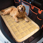 Soulbond Dog Bed for Car Back Seat Plush Backseat Pet Bed Mat, Light Brown | Non-Slip Travel Pet Mat, Fuzzy Plaid Dog Seat Cover, Fit for Backseat Extenders and Trucks SUVs