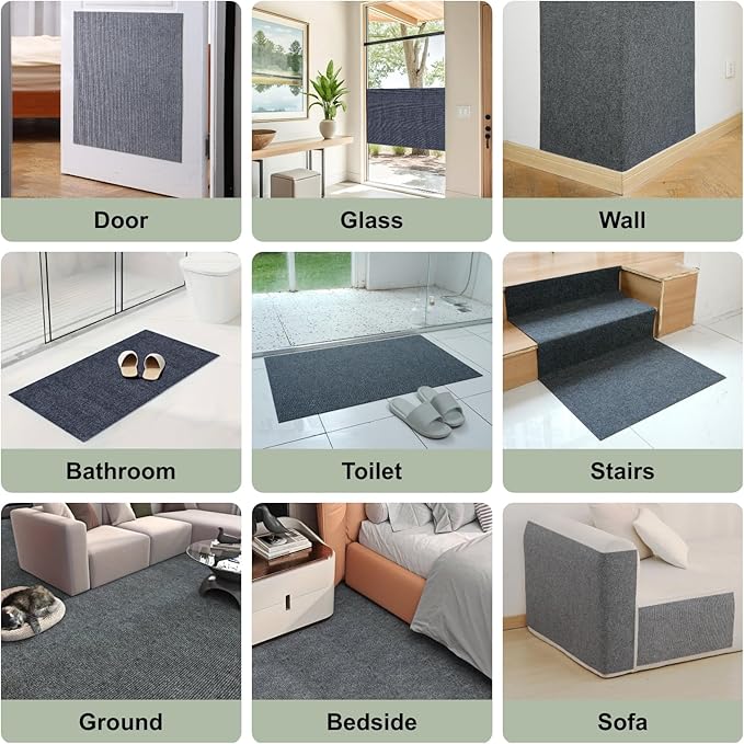 Cat Scratching Climbing Carpet Mat, Self-Adhesive Couch Furniture Protector | 39.3x15.8In Thickened, Cat Scratch Post/Tree Covered Pad Replacement, Shield for DIY Shelf Steps Couch Corner Wall, Khaki