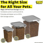 Mighty Tuff 8 lb Pet Food Storage Container with Airtight Lid, Clear | Secure lid clasp helps keep dog and cat food fresh while the clear container simplifies pantry organization.