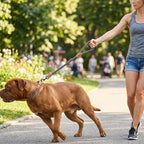 Mile High Life Dog Leash Braided Cotton Rope with Leather-Reinforced Ends | Rust-proof 360° swivel clasp, Heavy-duty for medium/large dogs. Great for weddings, daily walks (18IN, 1/2", Dark Gray)