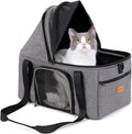BurgeonNest Top-Expandable Cat Carrier with Semi-Open Canopy, Up to 15 lbs | Soft Sided Cat Bag Carrier for Medium Large Pet, Upgraded Small Dog Car Seat, Puppy Travel Bag for Trip Features Safety Leash