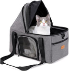 BurgeonNest Top-Expandable Cat Carrier with Semi-Open Canopy, Up to 25 lbs | for Medium Large Pet, Upgraded Small Dog Car Seat, Pet Travel Bag for Trips