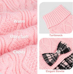 KYEESE Dog Sweater Dress Turtleneck Thick Knit Pullover for Cold Weather | Stretchy Fit, Lightweight & Warm, Cozy Knit Comfort, Cute Bow Accent, Gentle on Sensitive Skin, Comfortable Daily Wear