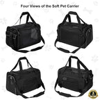 EliteField Deluxe Soft Pet Carrier for Cats and Dogs (3-Year Warranty) | Airline Approved, Waterproof Fabric, Scratch-Resistant Mesh, Expandable Mat, Built-In Leash, Suitcase Sleeve, Seat Belt Loops