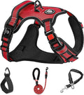 NESTROAD No Pull Dog Harness,Adjustable Oxford Dog Vest Harness with Leash,Reflective No-Choke Pet Harness with Easy Control Soft Handle for Small Dogs(Small,Red)